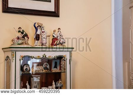Slatinany, Czech Republic, 17 April 2022:  Castle Chateau Representative Interior With Baroque Carve
