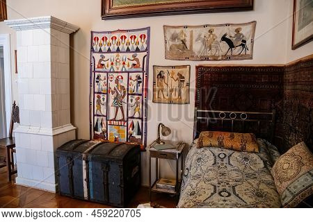 Slatinany, Czech Republic, 17 April 2022: Castle Chateau Representative Interior With Baroque Classi