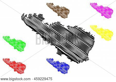 Tinos Island (hellenic Republic, Greece, Cyclades Archipelago) Map Vector Illustration, Scribble Ske