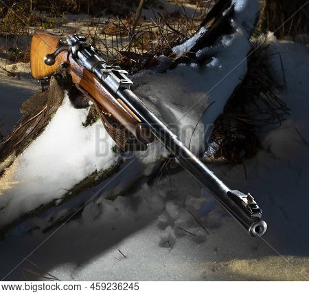 Old Military Surplus Rifle Sporterized For Hunting In The Snow