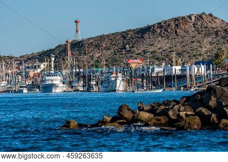 A Huge Commercial Fishing Vessels Docked Along Puerto Penasco, Mexico