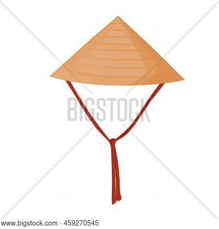 Vietnamese Conical Hat. Traditional Headdress Made Of Dried Grass Or Palm Leaves. Vector Stock Illus