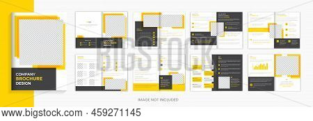 Minimal Corporate Brochure Design Template, 16 Page Company Profile Layout Vector