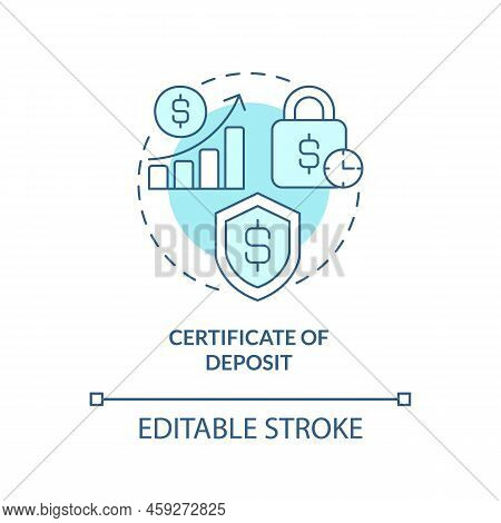 Certificate Of Deposit Turquoise Concept Icon. Financial Safety. Saving Account Abstract Idea Thin L
