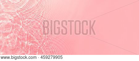 Fresh Water Background. Bright Pink Pattern With Natural Rippled Water Texture. Cosmetic Backdrop. W