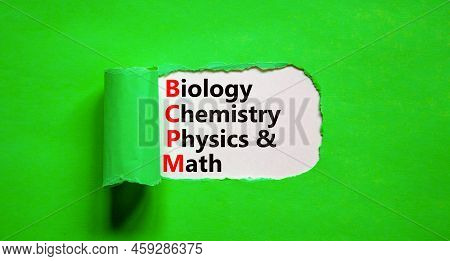 Bcpm Biology Chemistry Physics Math Symbol. Concept Words Bcpm Biology Chemistry Physics Math On Whi