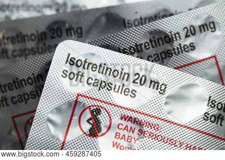 Packs Of Isotretinoin Or Roaccutane Tablets Used To Treat Severe Acne