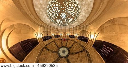 Ajaccio, Corsica, France - June 2022: Aerial 360 View Of The Crypt Inside The Imperial Chapel Of Aja