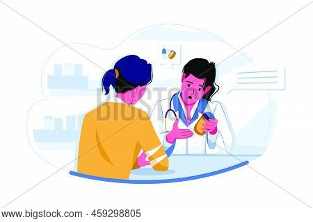 Female Doctor Explaining Medicationblank, Maintenance, Search, No Results, Unplug, Offline, Detach, 