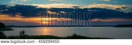 Serene Landscape Lake In The Evening - The Shores Of Lake Otolovo In Belarus