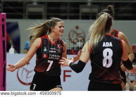 Istanbul, Turkey - March 12, 2022: Kiera Van Ryk In Turk Hava Yollari Vs Sariyer Belediyespor Turkis