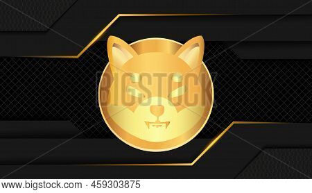 Shiba Virtual Currency Visuals On A Colorful Background. 3d Illustrations.