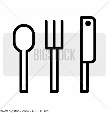 Flat Set With Black Fork Spoon Icons. Cooking Background. Vector Illustration. Stock Image.