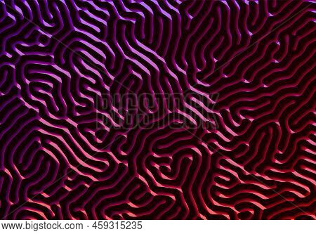 Abstract Background With Optical Illusion Generative Pattern And Vibrant Dark Neon Colors.