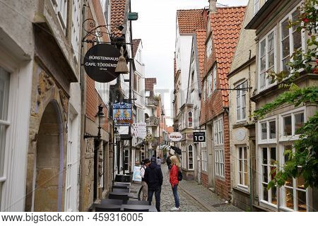 Bremen, Germany - July, 7 2022: Schnoor Old Neighborhood In Bremen, Germany