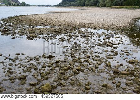Almost Dry Riverbed In A Hot Dry Summer