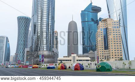 Doha, Qatar- August 05,2022 : Doha City Getting Decorated For Fifa Worlcup.