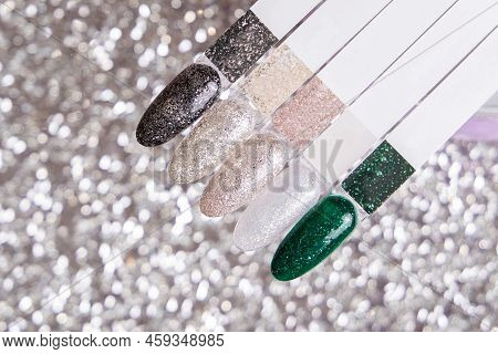 Festive Color Palettes Of Nail Gel Polish For Manicure And Pedicure Nails