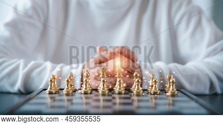 Young Businesswoman Putting Her Arms On A Table And Thinking, Business Competition Planing Teamwork 