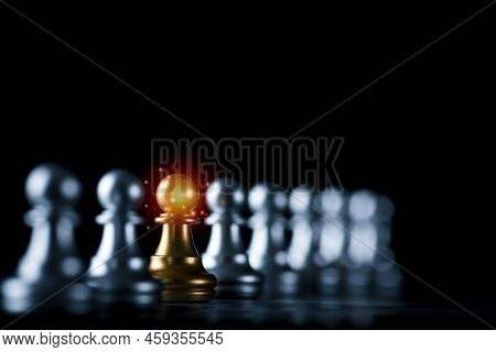 Chess Pieces Arranged On A Chessboard, Business, And Leadership, Opportunities Business Concept.