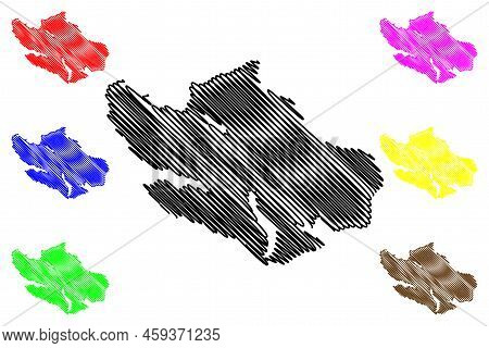 Vagar Island (kingdom Of Denmark, Faroe Islands) Map Vector Illustration, Scribble Sketch Vago Map