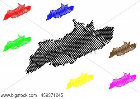 Valentia Island (republic Of Ireland) Map Vector Illustration, Scribble Sketch Isle Of Dairbhre Map