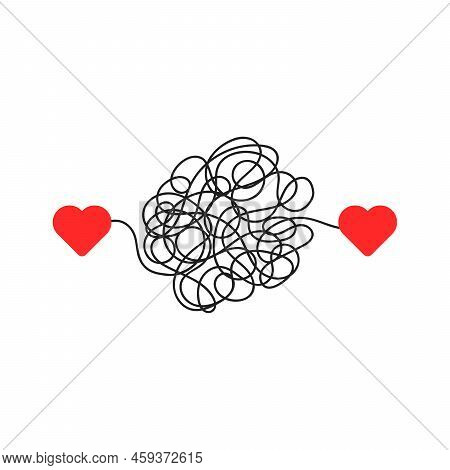 Difficult Path To The Heart Like Relationship. Flat Linear Style Trend Modern Minimal Logotype Graph