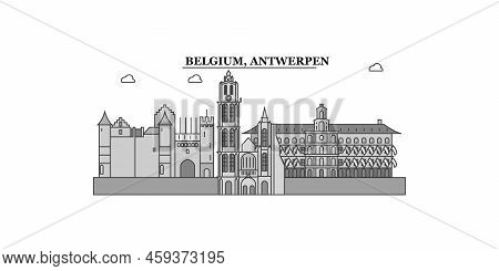 Belgium, Antwerpen City Skyline Isolated Vector Illustration, Icons