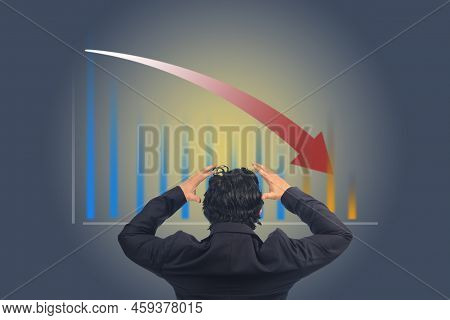 Business Development Fail And Down Concept Business People Down Arrow Graph Corporate  Plans.