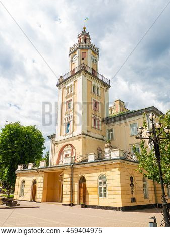 Town Hall Of Sambir On Market Square Was Built In 1638-1668 And Reconstructed In 1844. Tower Of The 