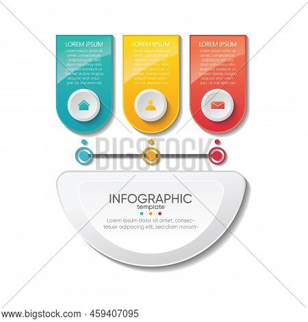 Three Step Business Infographic Template Flat With 3 Step