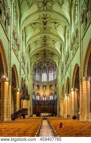 Lyon, France - June 26,2022 - View At The Interior Of Church Of Saint Nizier In The Streets Of Lyon.