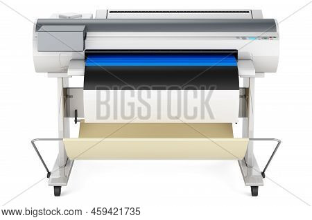 Wide Format Printer, Plotter With Estonian Flag. 3d Rendering Isolated On White Background