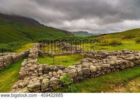 View Of The Hardknott Roman Fort , Archeological Site, The Remains Of The Roman Fort Mediobogdum. La