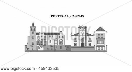 Portugal, Cascais City Skyline Isolated Vector Illustration, Icons