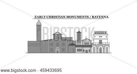 Italy, Ravenna City City Skyline Isolated Vector Illustration, Icons
