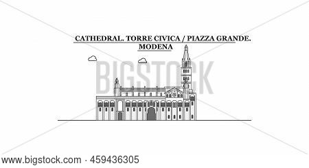 Italy, Modena City Skyline Isolated Vector Illustration, Icons