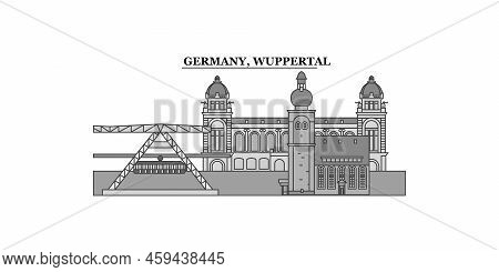Germany, Wuppertal City Skyline Isolated Vector Illustration, Icons