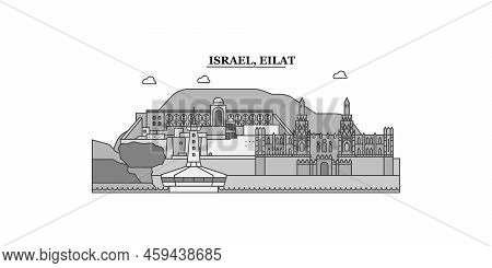 Israel, Eilat City Skyline Isolated Vector Illustration, Icons