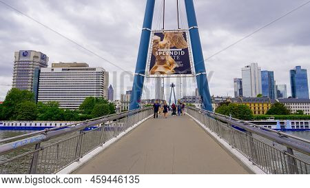 Pedestrian Bridge Over River Main In Frankfurt - Frankfurt Main, Germany - July 12, 2022