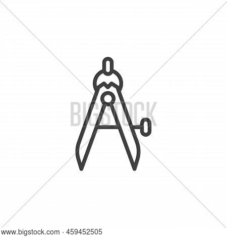 Divider Compass Line Icon. Linear Style Sign For Mobile Concept And Web Design. Geometry Compass Out