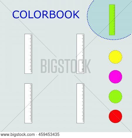 Coloring Book Of A  Ruller. Educational Creative Games For Preschool Children