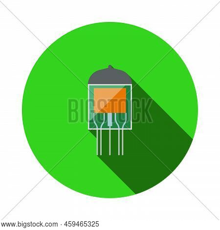 Electronic Vacuum Tube Icon. Flat Circle Stencil Design With Long Shadow. Vector Illustration.
