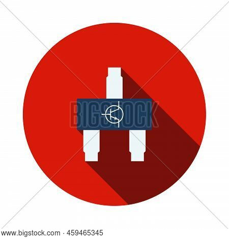 Smd Transistor Icon. Flat Circle Stencil Design With Long Shadow. Vector Illustration.