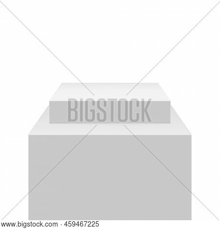 Podium Block Cubes Exposition, Empty Cube Box. Vector Square Realistic 3d Podium, Arena Stage Platfo