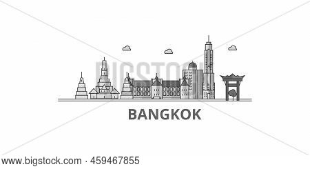 Thailand, Bangkok City City Skyline Isolated Vector Illustration, Icons