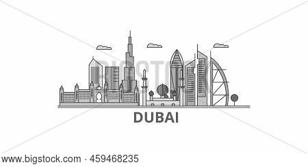 United Arab Emirates, Dubai City City Skyline Isolated Vector Illustration, Icons