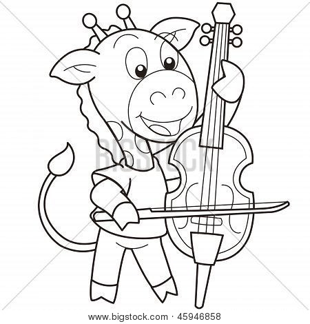 Cartoon Giraffe spielt ein Cello