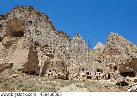 Antique Houses Carved In The Rock. Ilhara Valley. Cappadocia, Turkey
