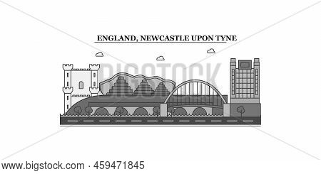 United Kingdom, Newcastle Upon Tyne City Skyline Isolated Vector Illustration, Icons